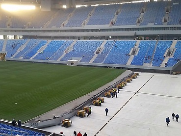 Pitch moving in the stadium