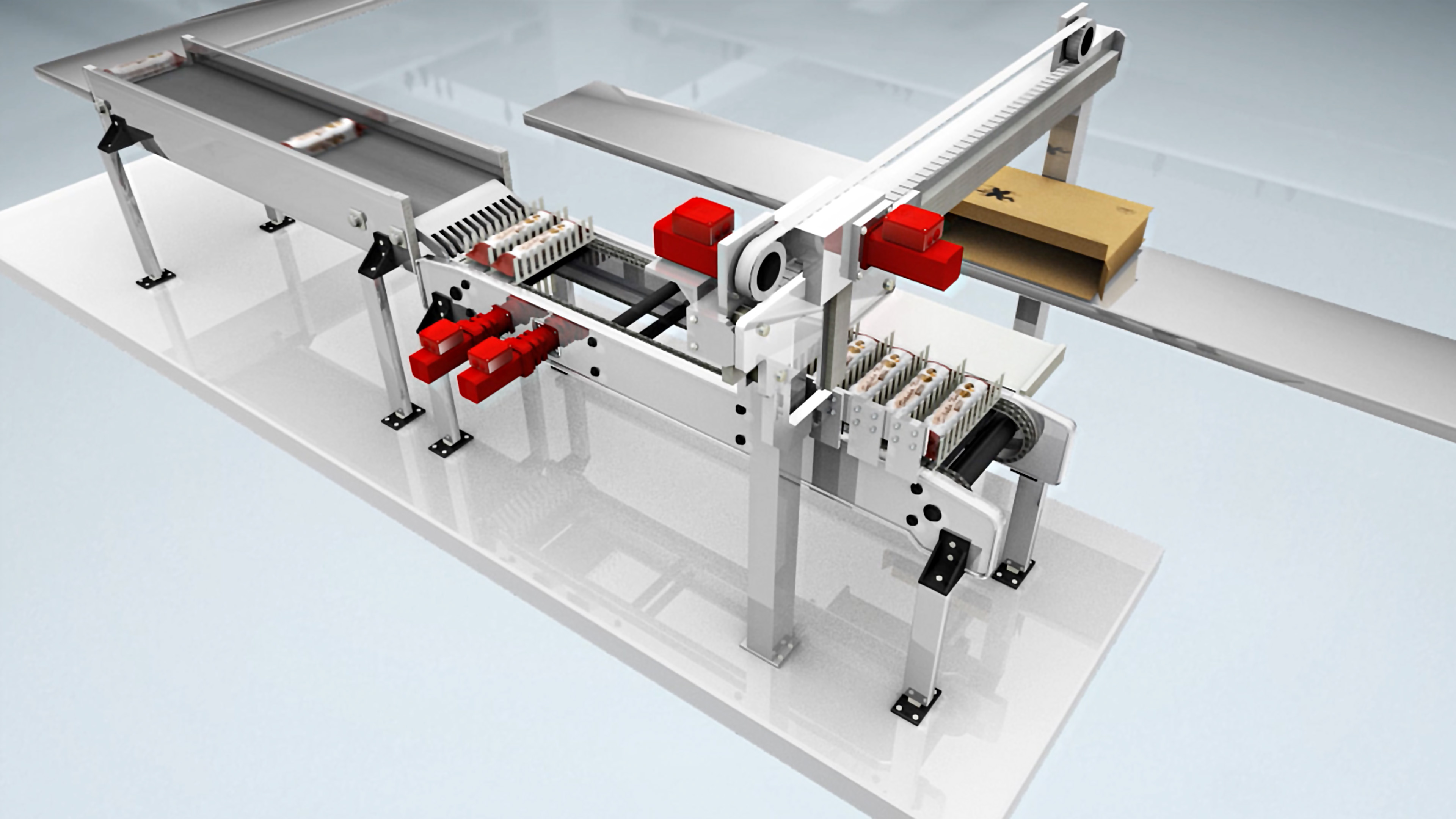 Verpackungsmaschine Verpackungsmaschine mit roten Antrieben