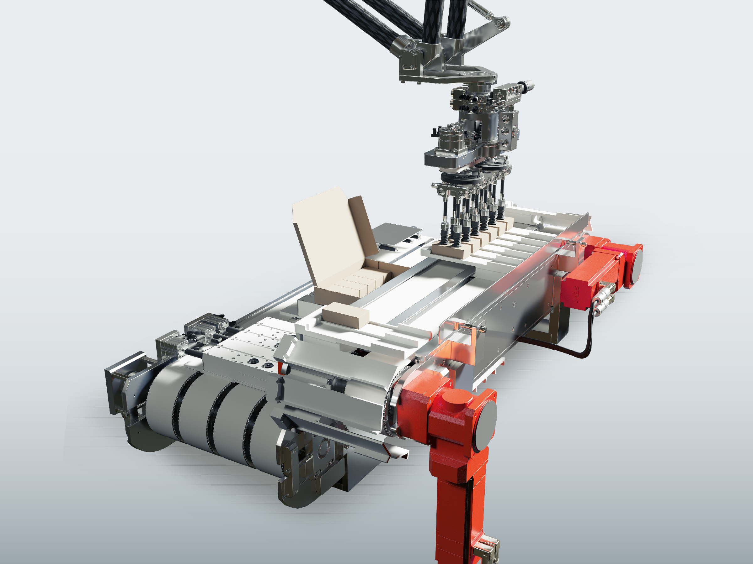 Verpackungsmaschine Verpackungsmaschine mit roten Antrieben