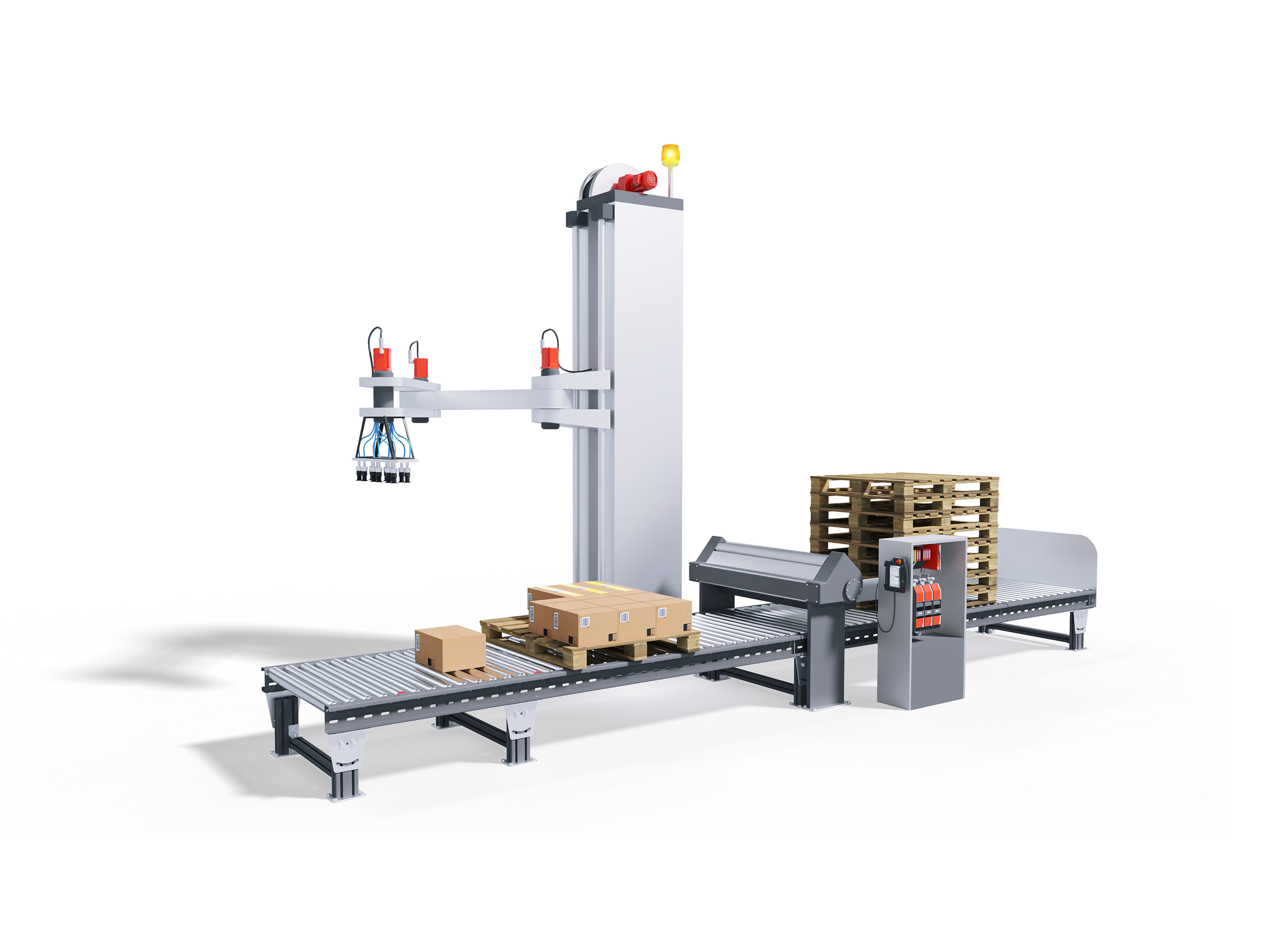 Palettier-Robotern mit 4-Achsen Roboter-Kinematik Palettierroborter der Kartons von einer Palette setzt