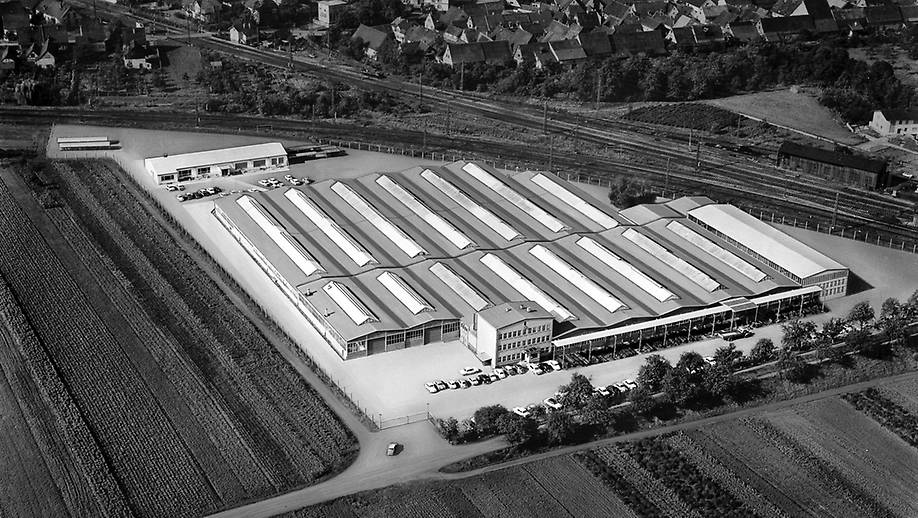 Vista aérea de la fábrica de Graben-Neudorf alrededor de 1950